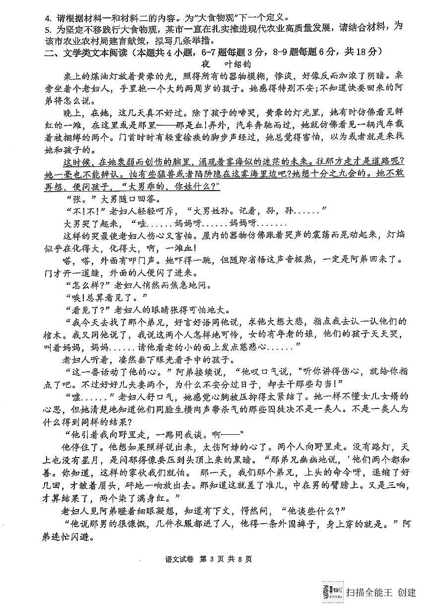 福建省福州第三中学2024-2025学年高三上学期模拟预测语文试卷(含答案)第3页