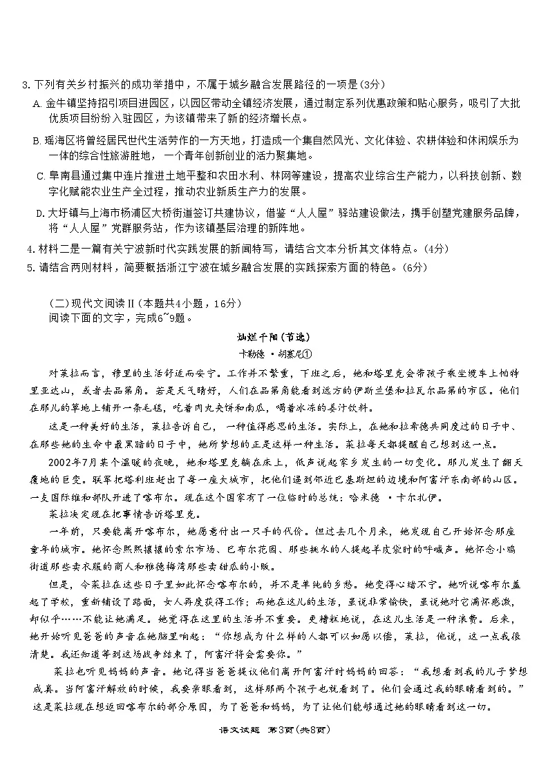 安徽省江淮十校2025届高三下学期4月三模语文试题(Word版附解析)第3页