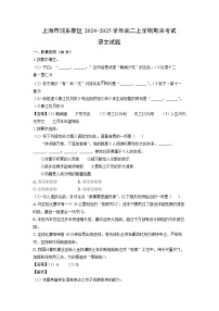上海市浦东新区2024-2025学年高二上学期期末考试语文试卷（解析版）