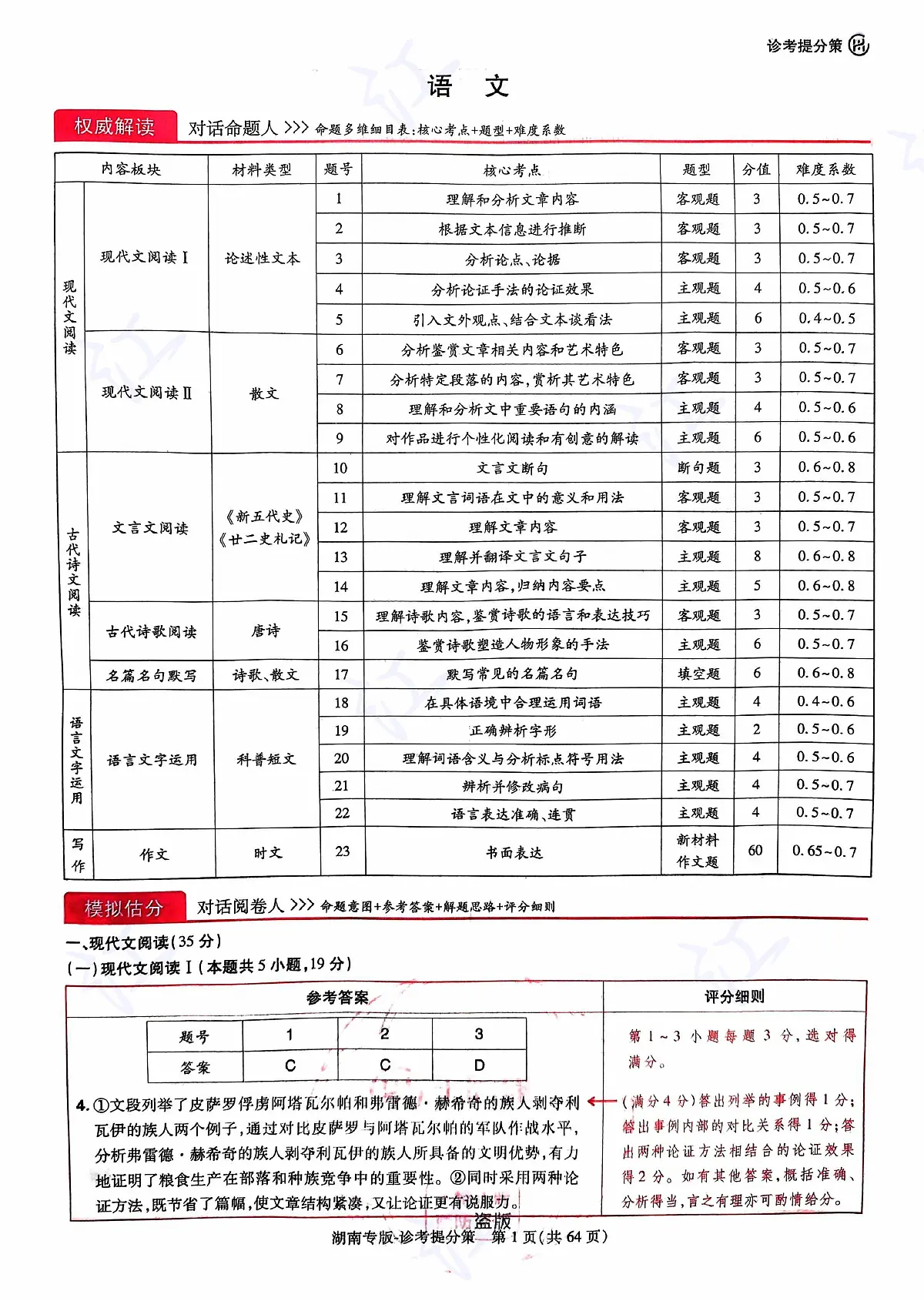 语文答案第1页