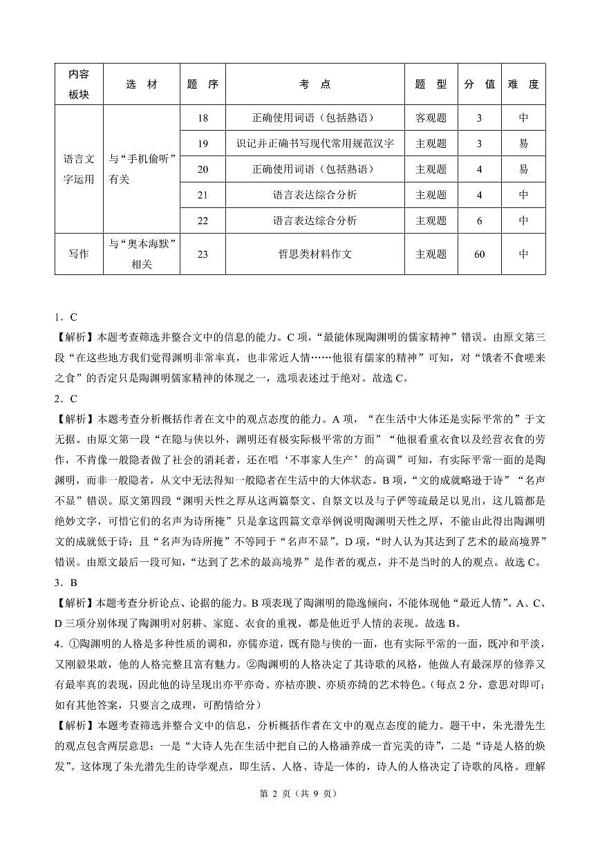 【语文答案解析】东北三省精准教学联盟2025届高三4月联考(黑吉辽卷-理想树联考)第2页