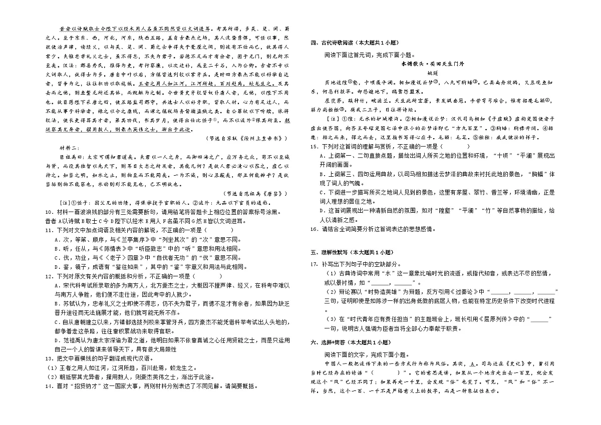 2025届广东省深圳市盐田区高三模拟练习语文测试题(二)(高考模拟)第3页
