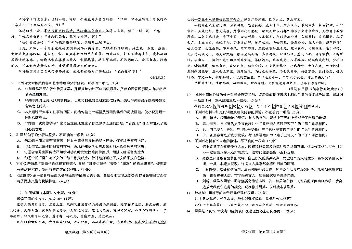 语文-安徽省合肥三模2025届高三5月教学质量检测试题及答案第3页