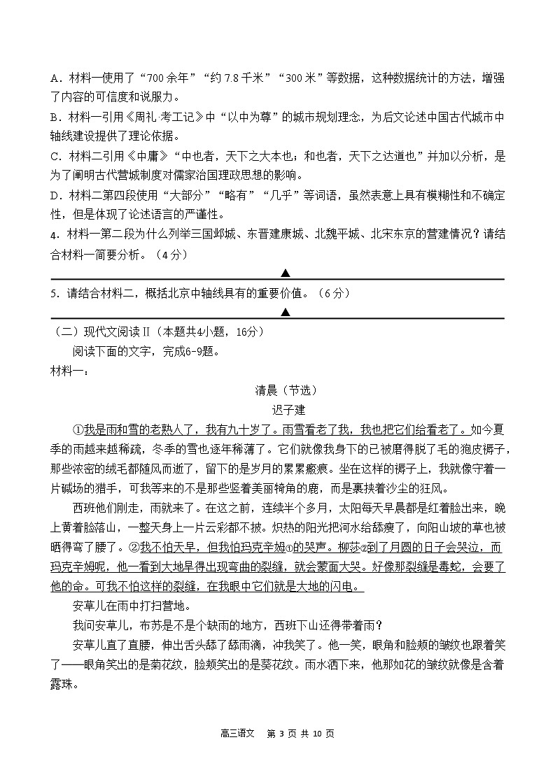 2025届四川省遂宁市射洪中学高三上学期一模-语文试题(含答案)第3页