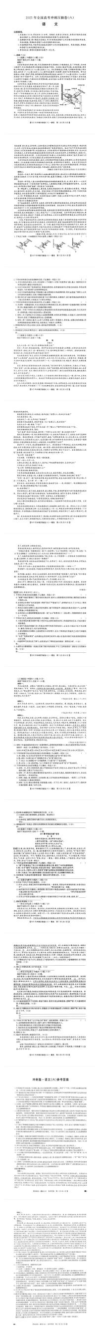2025年普通高中高考模拟冲刺压轴六语文试题及答案