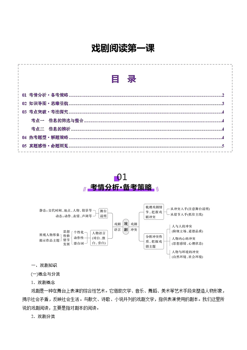 戏剧阅读第一课(讲义)(解析版)第1页