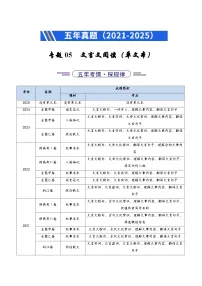 五年（2021-2025）高考语文真题分类汇编：专题05 文言文阅读（单文本）（全国通用）（解析版）