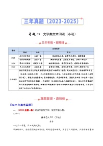 三年（2023-2025）高考语文真题分类汇编：专题03 文学类文本阅读（小说）（全国通用）（原卷版）