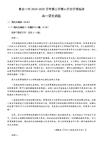 山东省泰安一中2024-2025学年第二学期高一年级6月份学情检测 语文试题（含答案）