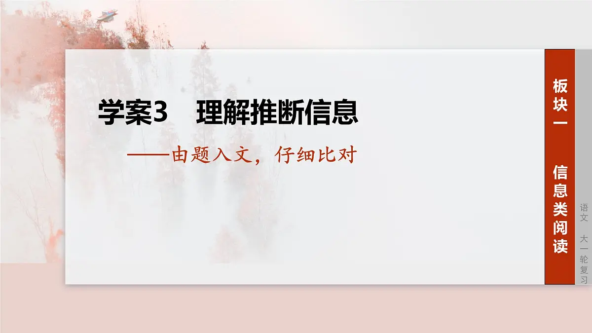 2026高考语文一轮复习 信息类阅读 板块一 学案3 理解推断信息——由题入文,仔细比对 教学课件第1页