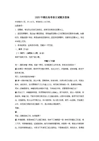 2025年6月湖北普通高中学业水平选择性考试语文试题[原卷]附答案