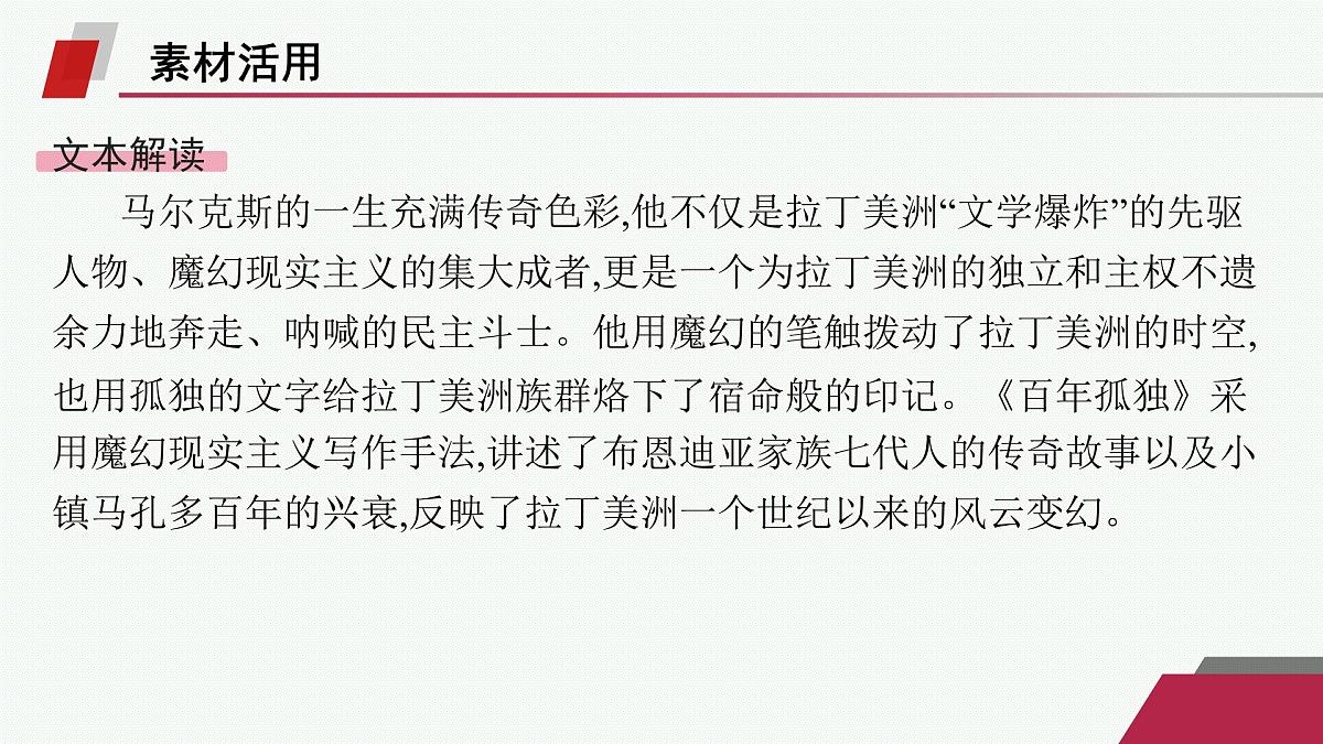 人教统编版高中语文选修上册 11 百年孤独(节选)(晨读课件)第2页