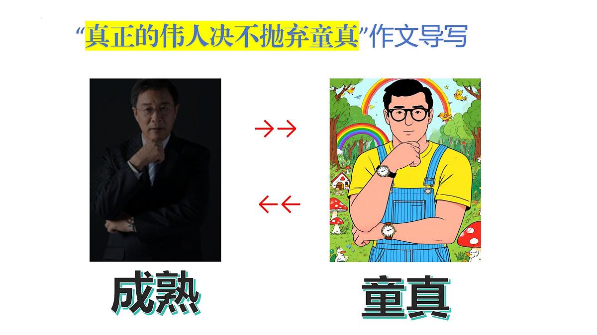 2026届高考语文一轮复习 课件:“真正的伟人决不抛弃童真”作文导写 课件第1页