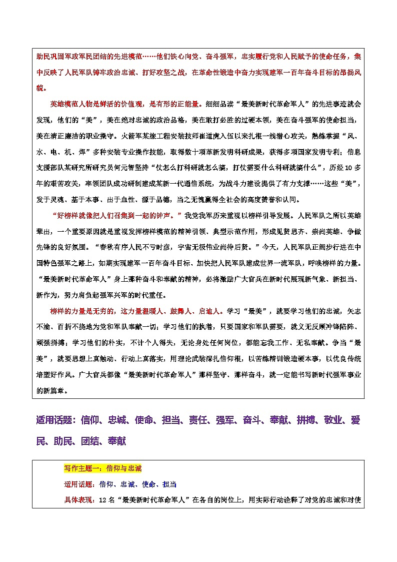 “最美新时代革命军人”铁心向党、奋斗强军 ——学习“最美” 争当“最美”-2026年高考语文作文热点话题素材积累与实战训练(全国通用)第3页