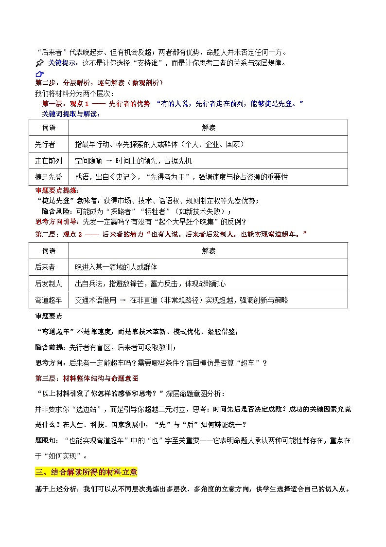 26届浙江省名校新高考研究联盟(Z20)名校联盟高三语文第一次模拟考“先行者与后来者二元辩证思考”审题立意及范文讲练第2页