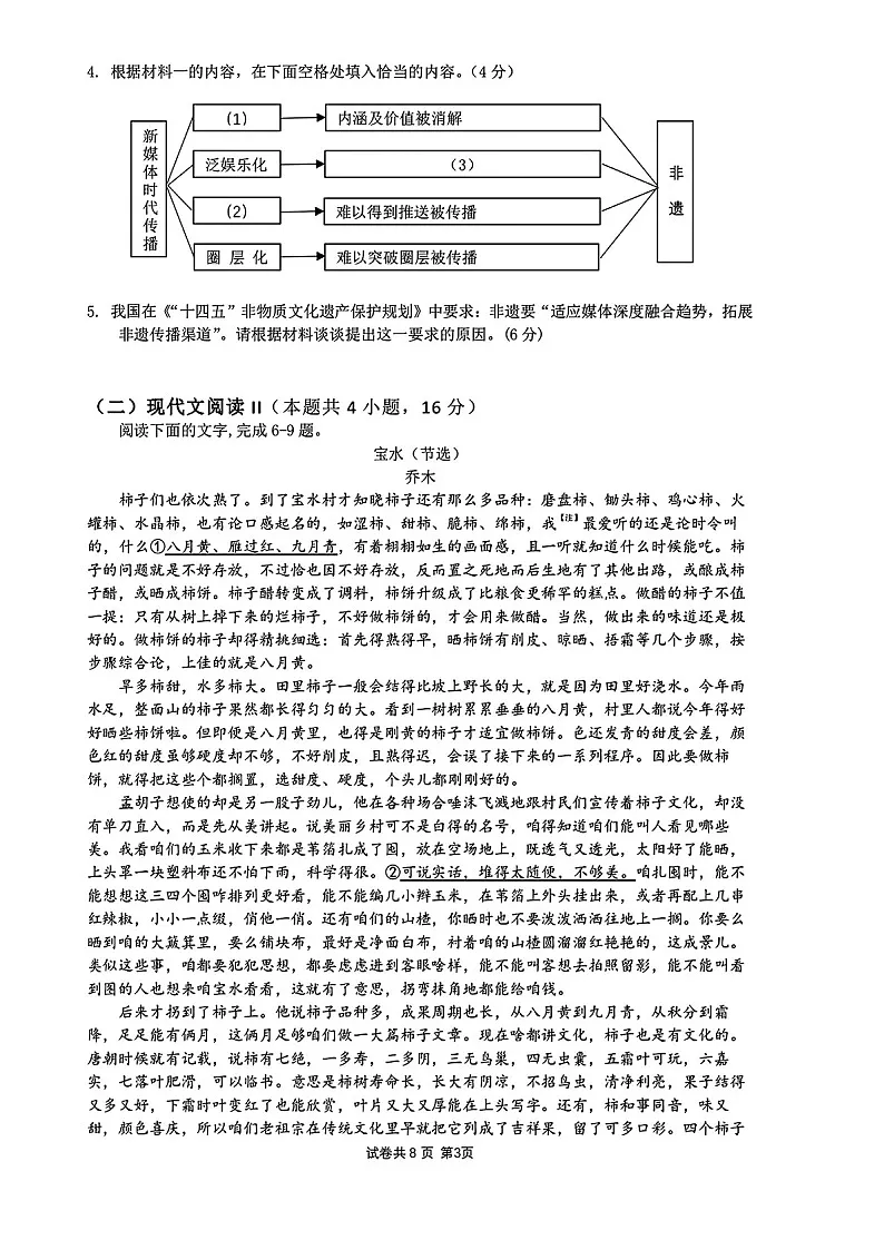 湖南省长沙市2025年新高考适应性一模考试-语文试卷(含答案)第3页