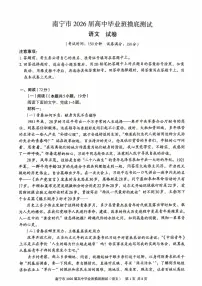广西省南宁市2026届高三上学期10月摸底测试语文试题+答案