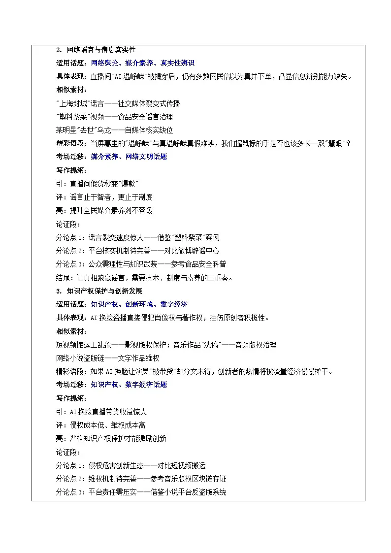 热点话题55:AI换脸:真假之间见真章——打假“AI温峥嵘”不能只靠演员温峥嵘-2026年高考语文作文热点话题素材讲练(全国通用)第3页
