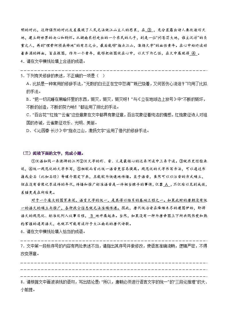 专题九 语言文字运用(原卷版)第3页
