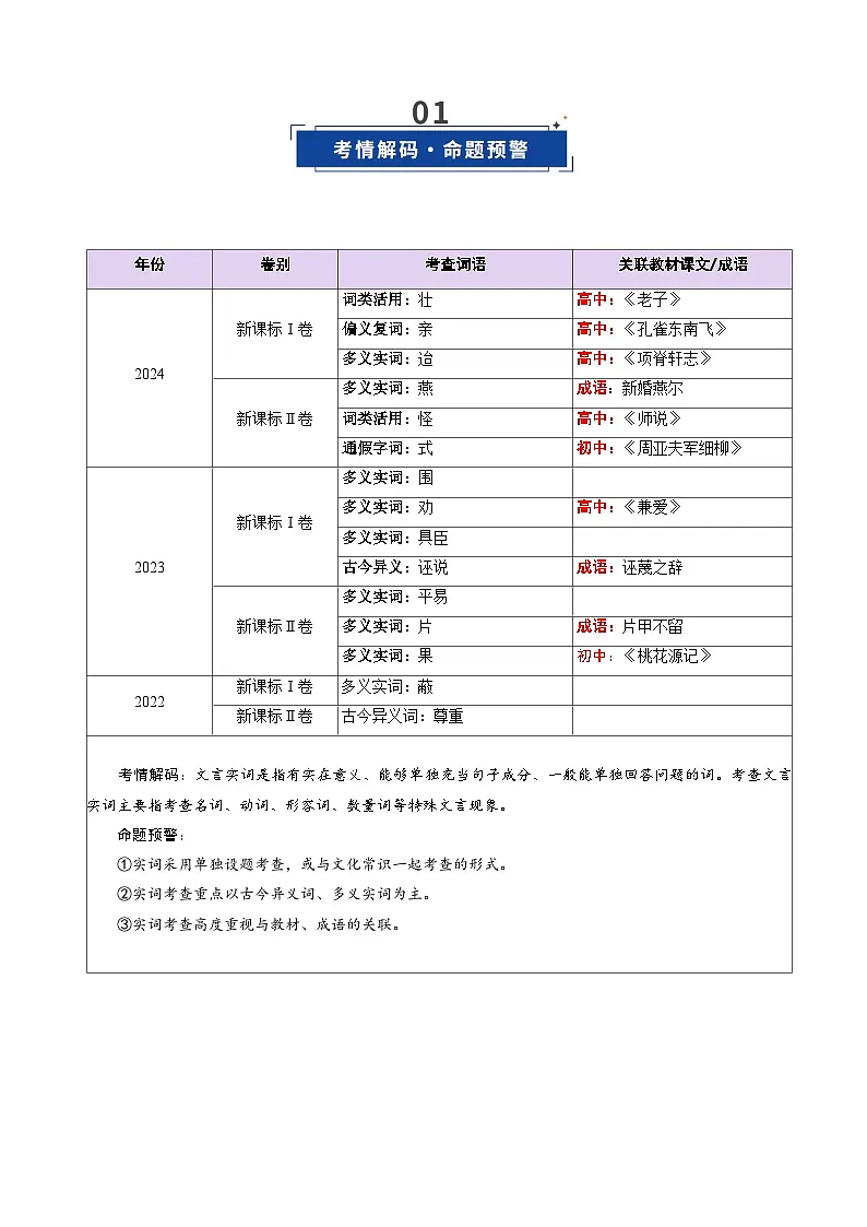 高考语文一轮复习-文言实词(复习讲义)(全国通用)(解析版)第2页