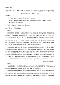 四川省绵阳市南山中学2026届高三上学期期中考试语文试题（Word版附解析）