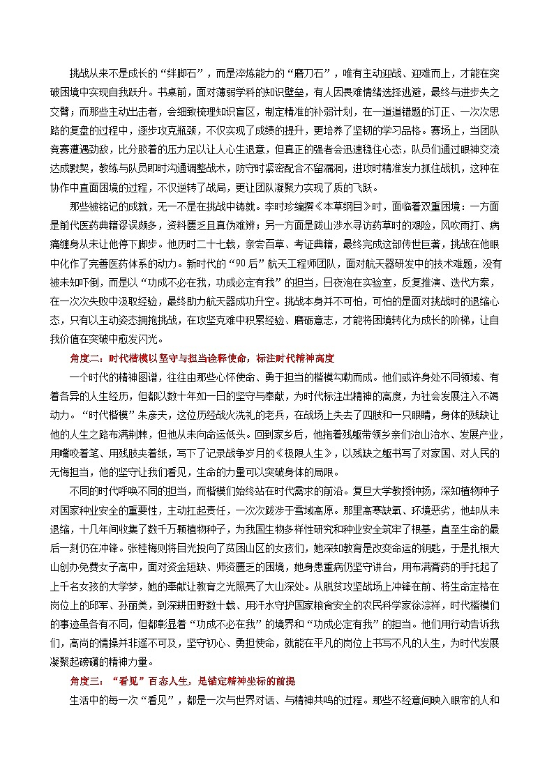 主题04 “看见”百态人生,锚定精神坐标-2026年高考语文之素材讲练(12月刊)全国通用第2页