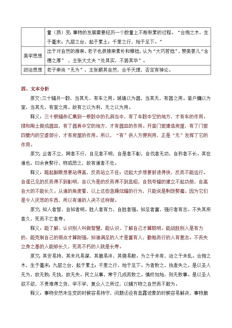 《老子》四章-选择性必修上册-高中语文课内古诗文解析+情景默写(教师版) 第2页