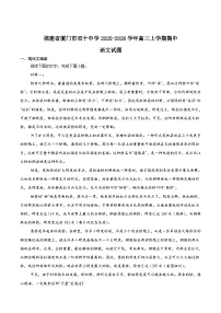福建省厦门双十中学2026届高三上学期期中考试语文试卷（Word版附答案）