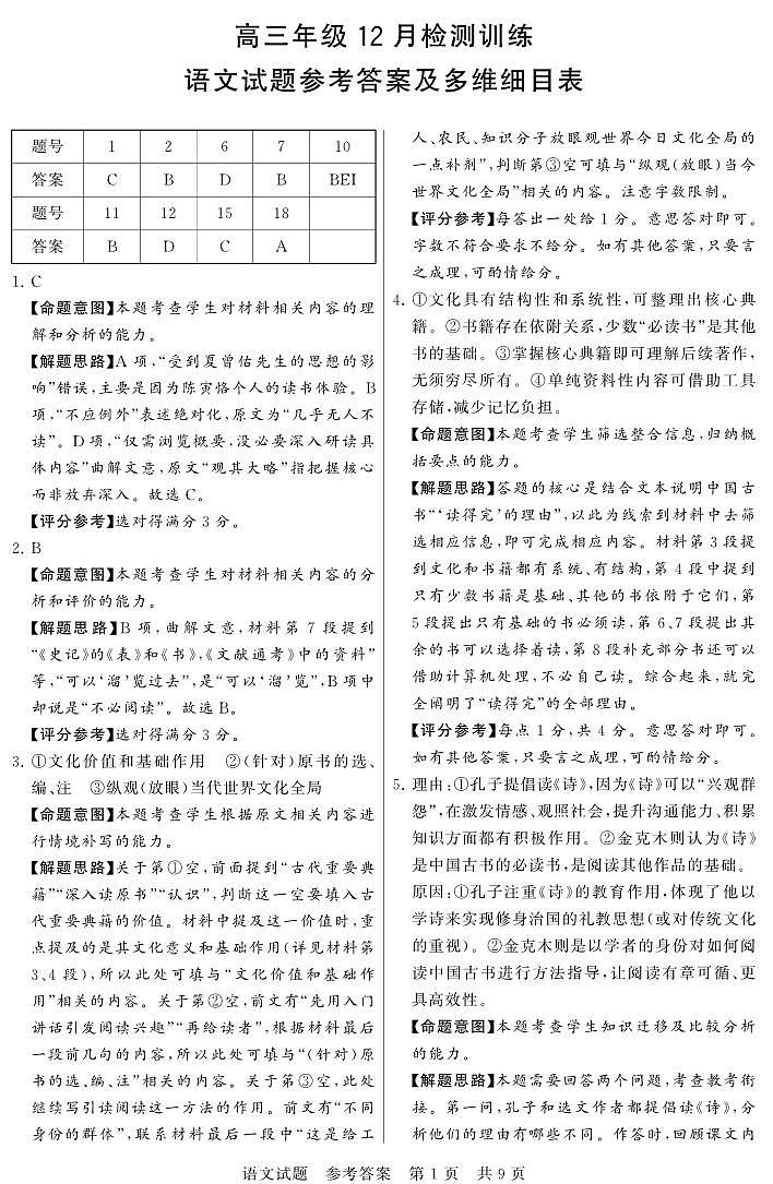 语文答案第1页