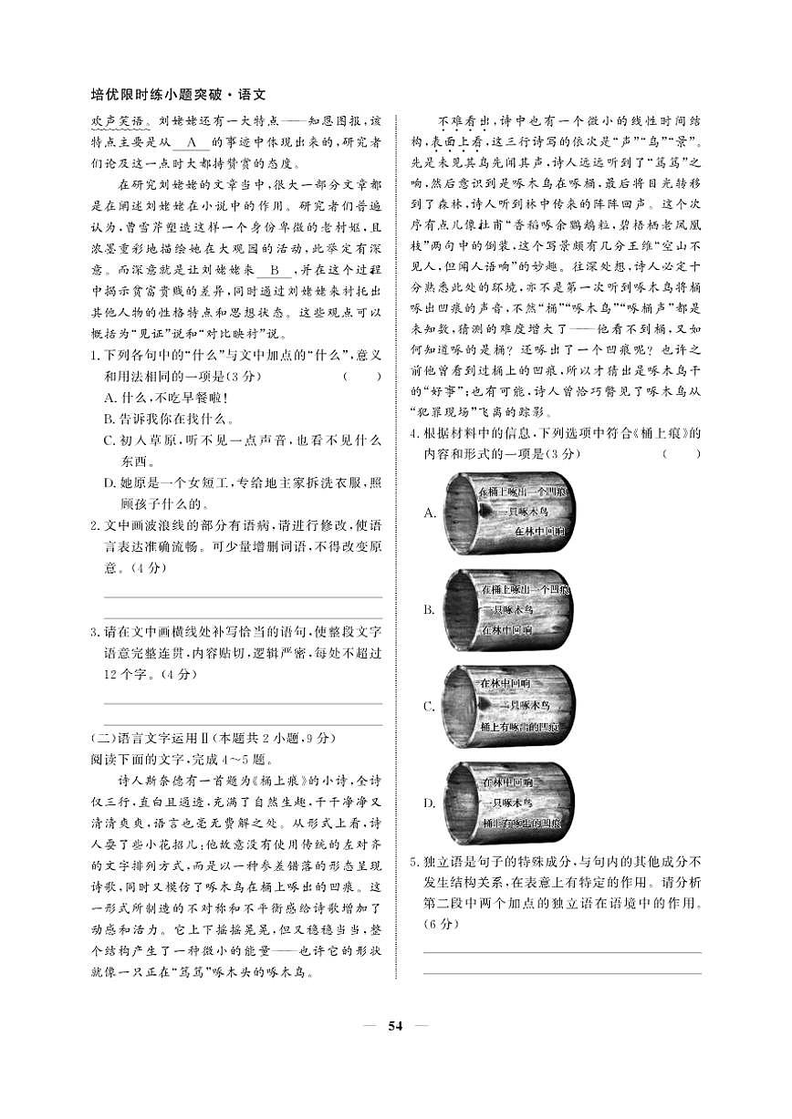 2026版高考语文培优限时练 第一部分 考点专项练12 文言断句语用综合(有答案)第2页