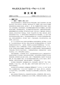 湖北省武昌实验中学2025-2026学年高一上学期12月月考语文试题（Word版附解析）