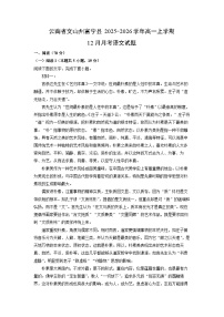 2025-2026学年云南省文山州富宁县高一上学期12月月考语文试卷（学生版）