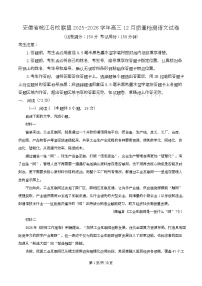 安徽省皖江名校联盟2025-2026学年高三上学期12月月考语文试题（Word版附解析）
