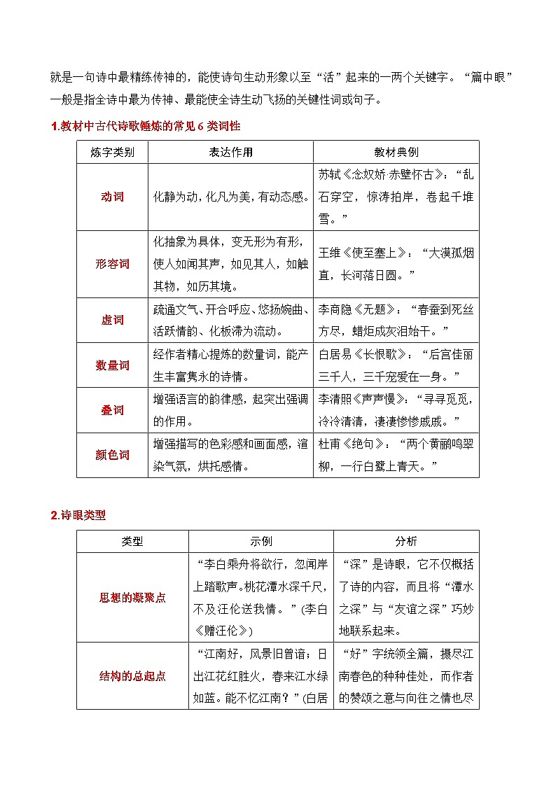 鉴赏诗歌的语言-高考语文一轮复习知识清单(全国通用)(原卷版)第2页