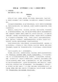 高三语文大二轮专题复习 巩固提升练18 文学类阅读（小说）＋名篇名句默写