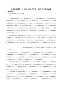 云南省玉溪市第一中学2025-2026学年高一上学期12月月考语文试卷(含答案)