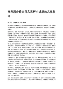 高考满分作文范文赏析小城里的文化坚守高中语文讲义
