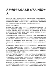 高考满分作文范文赏析 在平凡中看见伟大高中语文讲义