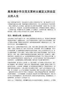 高考满分作文范文赏析从被定义到自定义的人生高中语文讲义