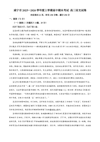 湖北咸宁市2025—2026学年度上学期高中期末考试高三语文试卷（试卷+解析）