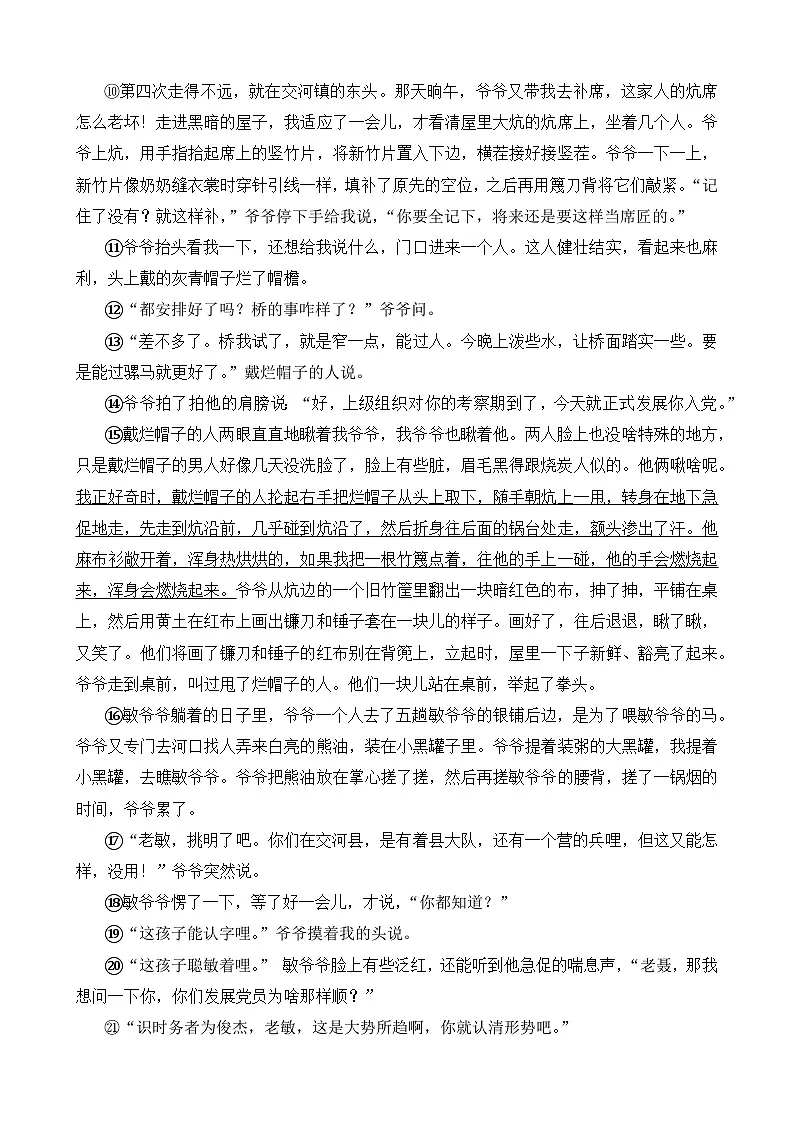 专题12 文学类阅读中叙述视角题-2024年高考语文二轮热点题型归纳与变式演练(上海专用)(原卷版)第2页