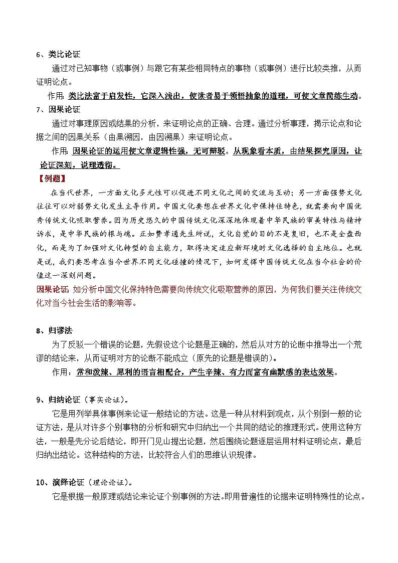 高考语文二轮复习知识讲解与突破训练 论述类文本阅读7 论证方法+论证特点+论证角度(知识讲解)第2页