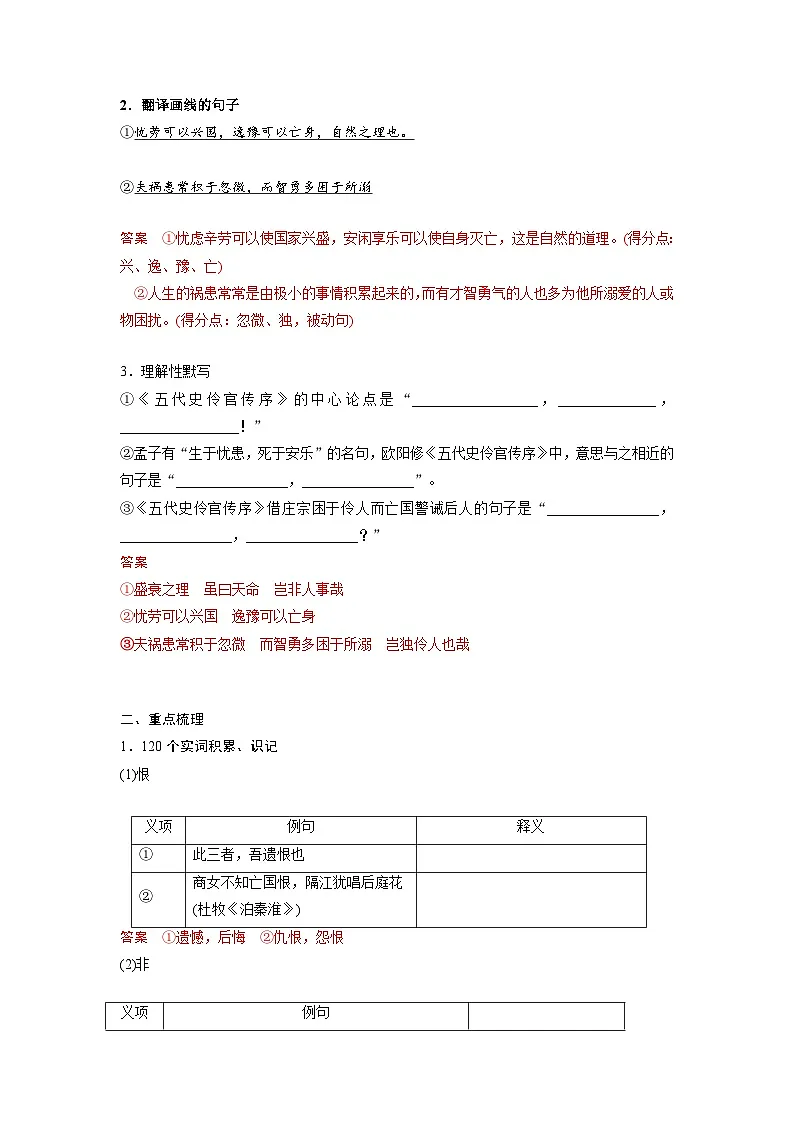高考语文一轮复习 课内文言文挖空训练《伶官传序》(解析版)第2页