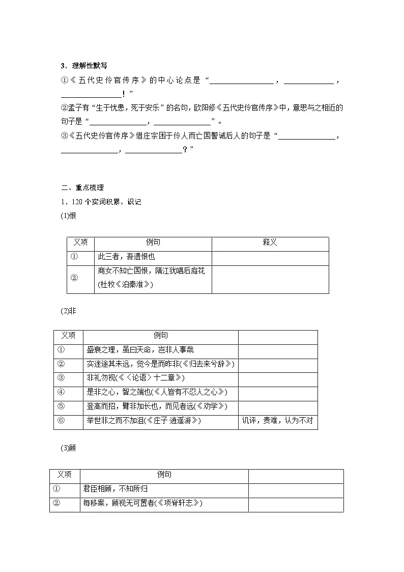 高考语文一轮复习 课内文言文挖空训练《伶官传序》(原卷版)第2页