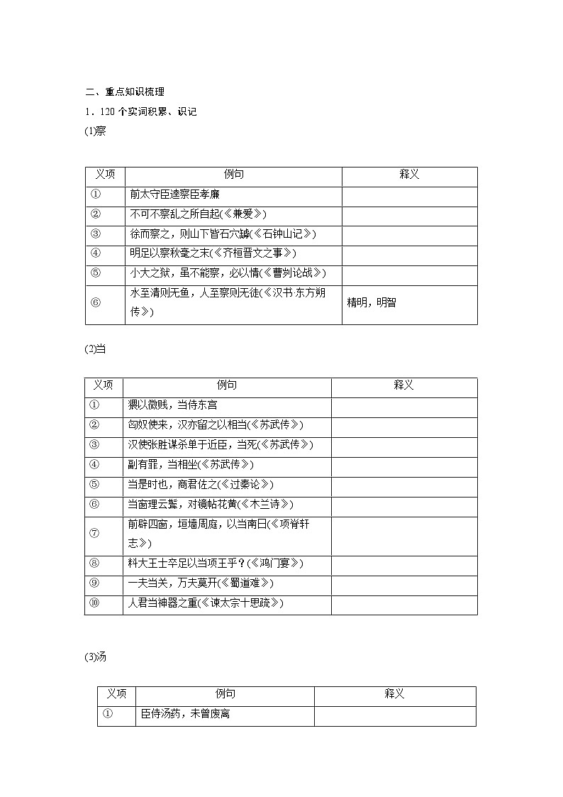 高考语文一轮复习 课内文言文挖空训练《陈情表》《项脊轩志》(原卷版)第3页