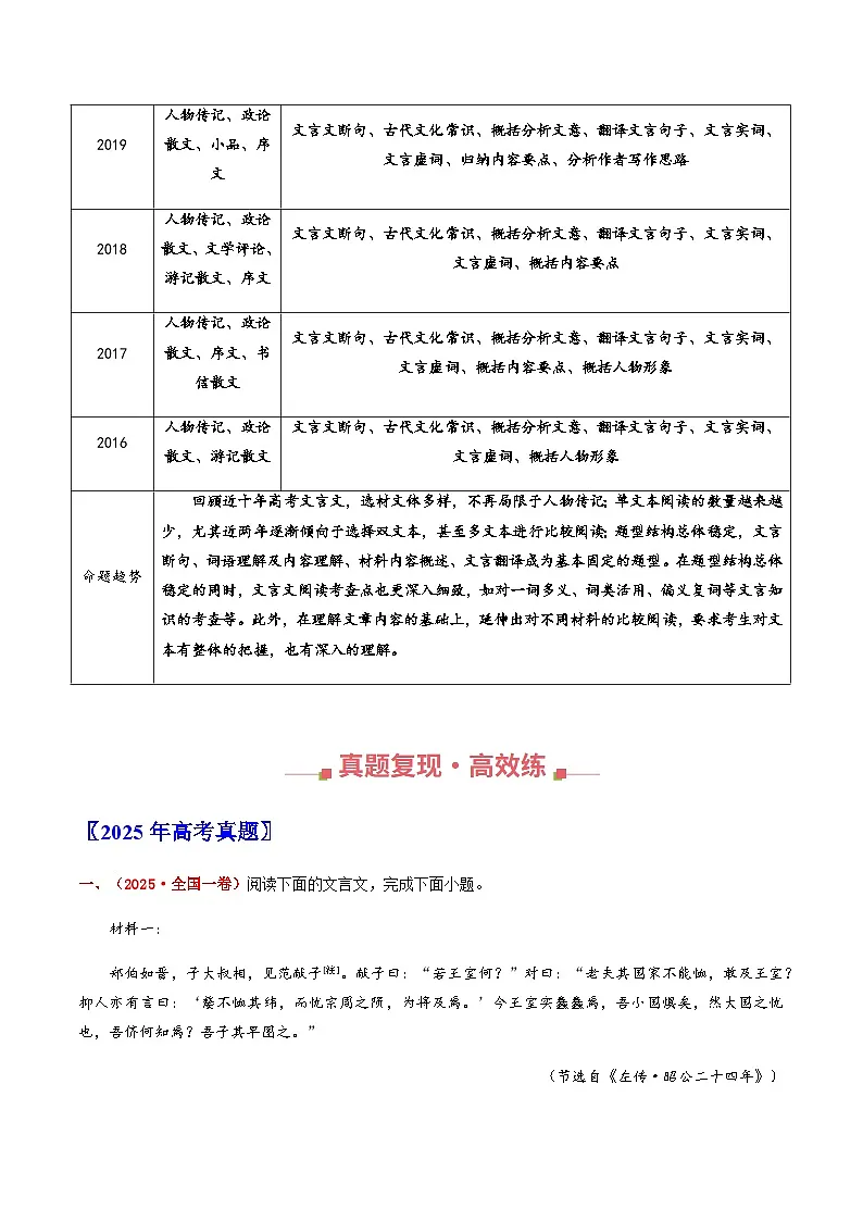 高考语文二轮专题训练-文言文阅读(全国通用)(教师版)第2页