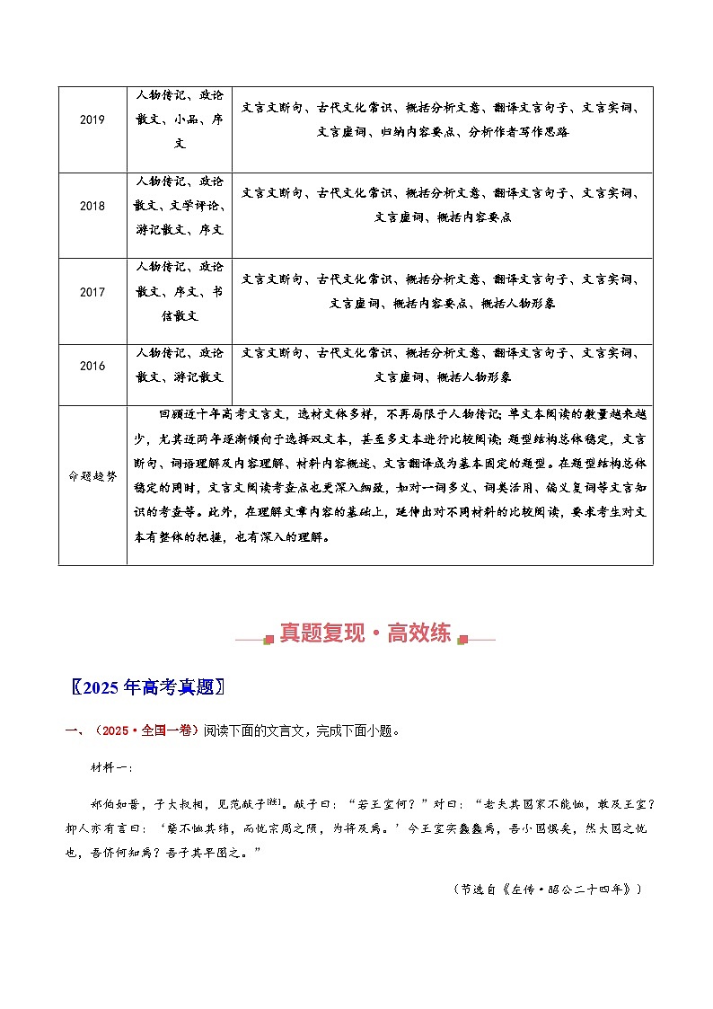 高考语文二轮专题训练-文言文阅读(全国通用)(教师版)第2页