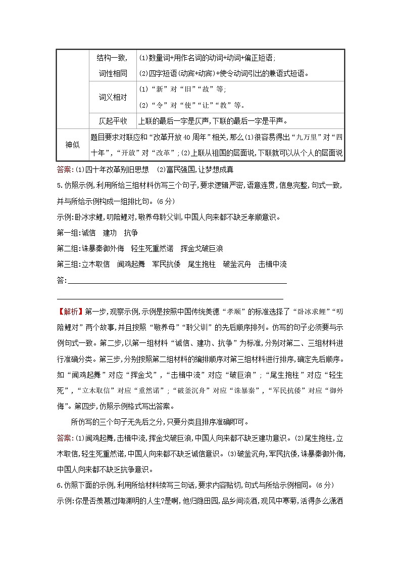 (通用版)2021版高考语文一轮复习专题集训提升练五十四选用、仿用、变换句式(含修辞)专项练(含解析)新人教版03