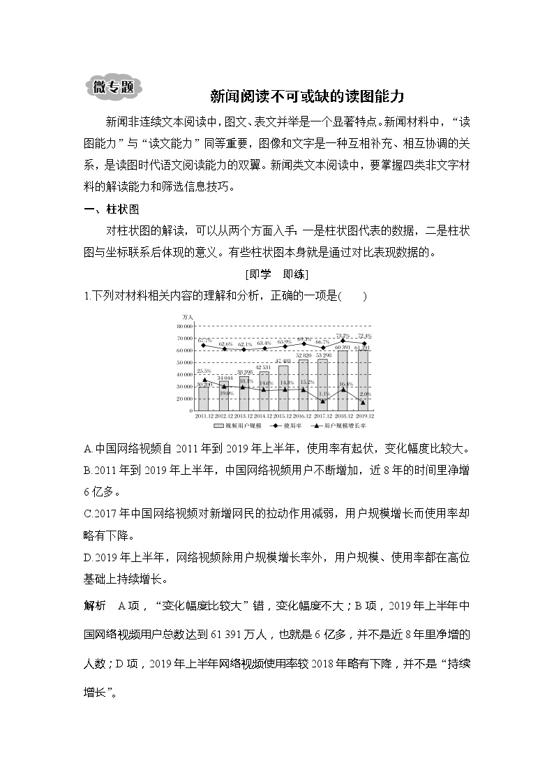 2020版高考语文新大一轮浙江版教师用书：专题一　微专题新闻阅读不可或缺的读图能力