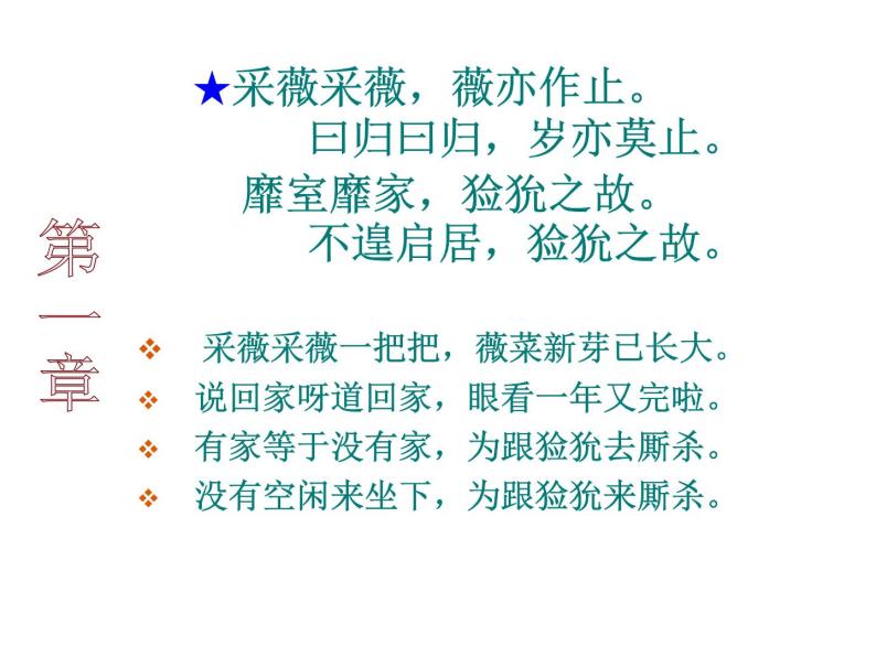 2020年人教版语文高一下学期必修二第二单元第四课《诗经两首：采薇》课件07